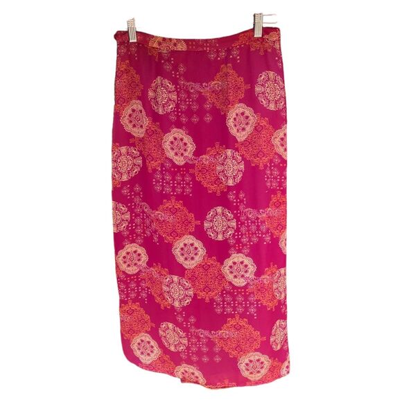 Worthington vintage size 8 Georgette faux wrap, long maxi skirt floral medallion - Picture 2 of 8